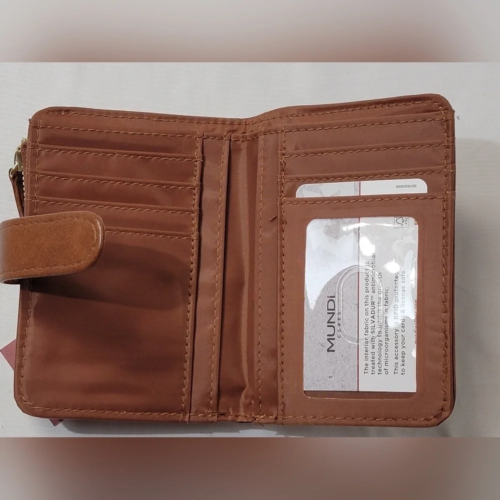 Mundi Womens Brown Mini Safe Keeper Bifold Wallet With RFID Blocking Technology